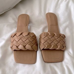 H&M Tan Basketweave Mules Size 7